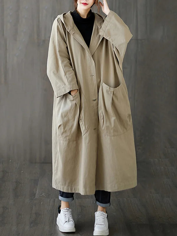 Waterdichte Jas - Lange oversized regenjas met capuchon voor dames-Boetiek Moda