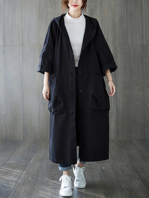 Waterdichte Jas - Lange oversized regenjas met capuchon voor dames-Boetiek Moda
