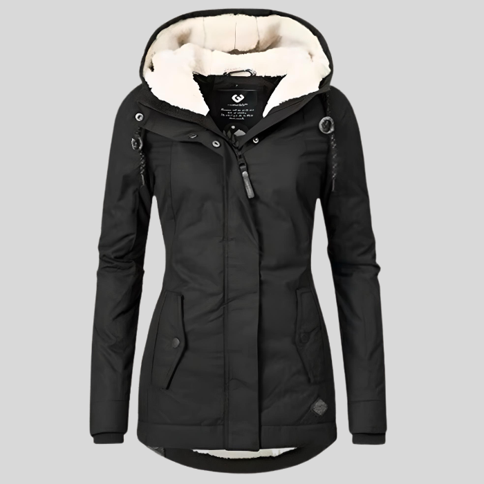 Waterdichte jas – met capuchon – met fleecevoering – regenjas – winterjas voor dames-Boetiek Moda