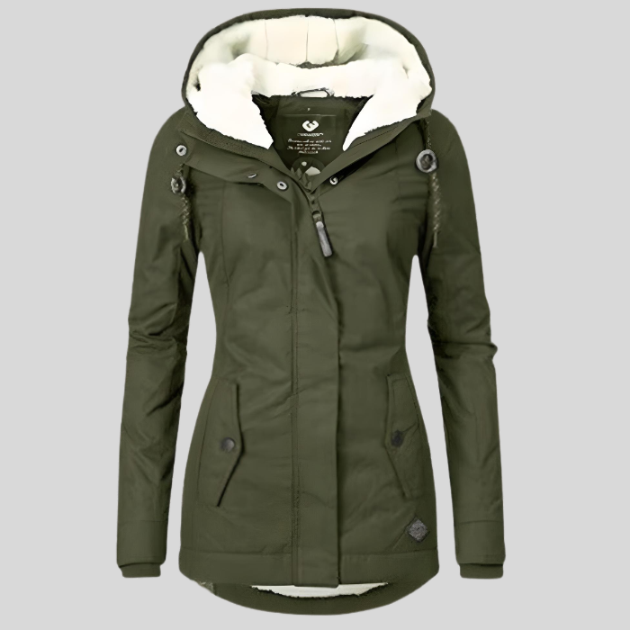 Waterdichte jas – met capuchon – met fleecevoering – regenjas – winterjas voor dames-Boetiek Moda