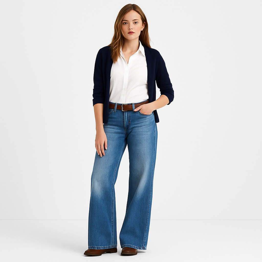 Wide Leg Jeans - Dames Regular Waist Loose Fit Flared Jeans-Boetiek Moda