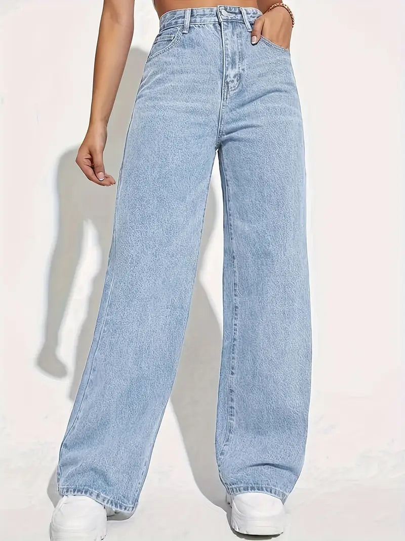 Wide Leg Jeans - Damesjeans met hoge taille en losse pasvorm-Boetiek Moda