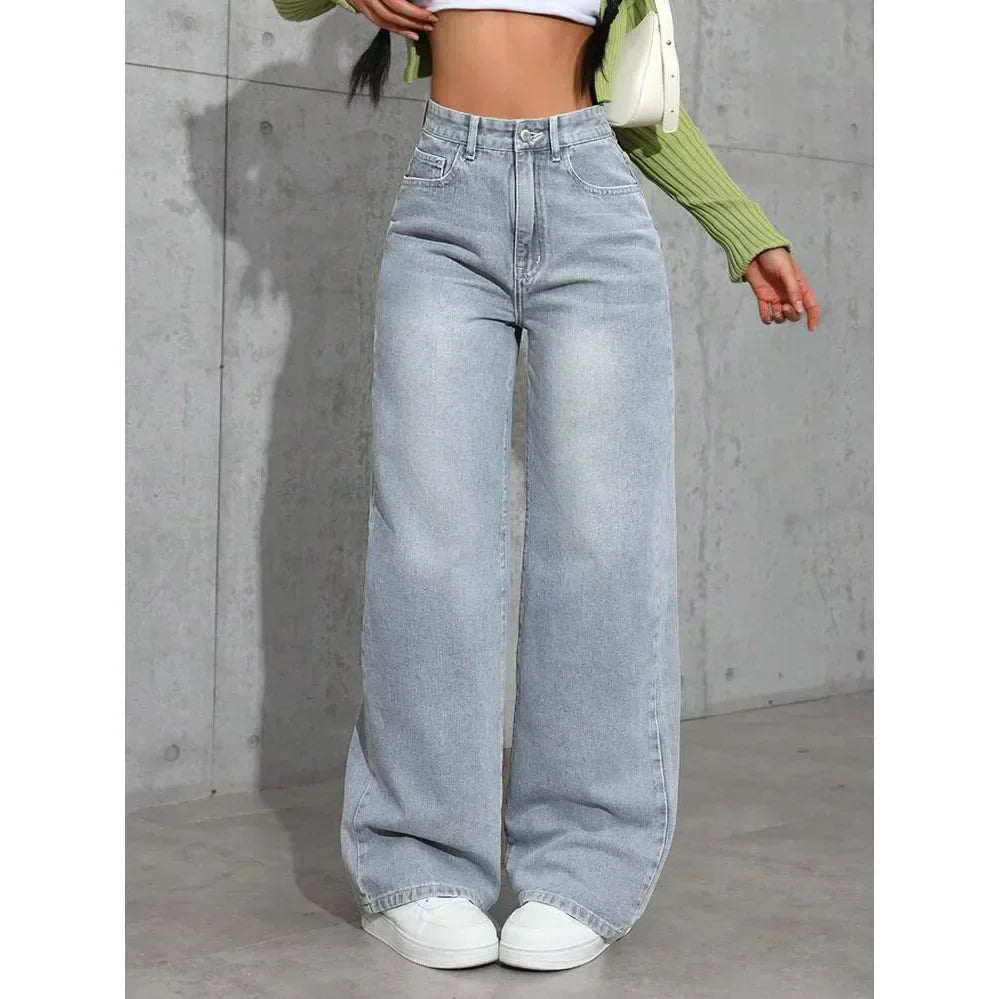 Wide Leg Jeans - Damesjeans met hoge taille en losse pasvorm-Boetiek Moda