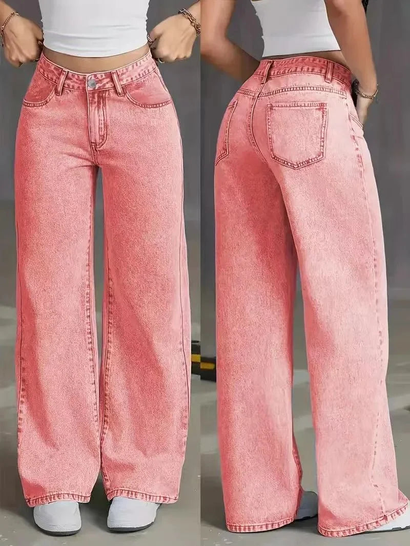 Wide Leg Jeans - Damesjeans met hoge taille en losse pasvorm-Boetiek Moda