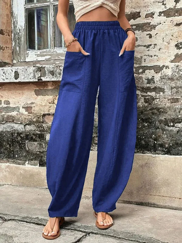 Wijde broek - Baggy, losvallende broek met hoge taille voor dames-Boetiek Moda