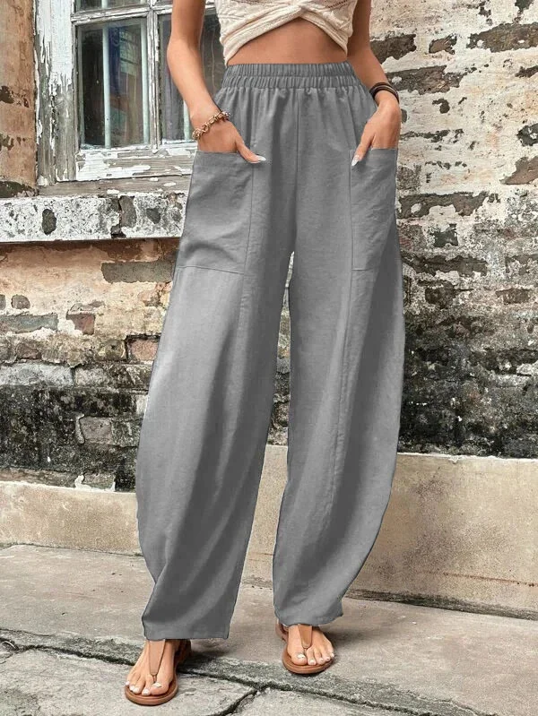 Wijde broek - Baggy, losvallende broek met hoge taille voor dames-Boetiek Moda