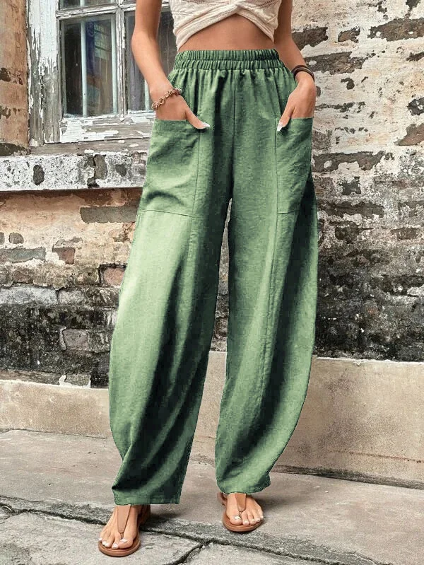 Wijde broek - Baggy, losvallende broek met hoge taille voor dames-Boetiek Moda