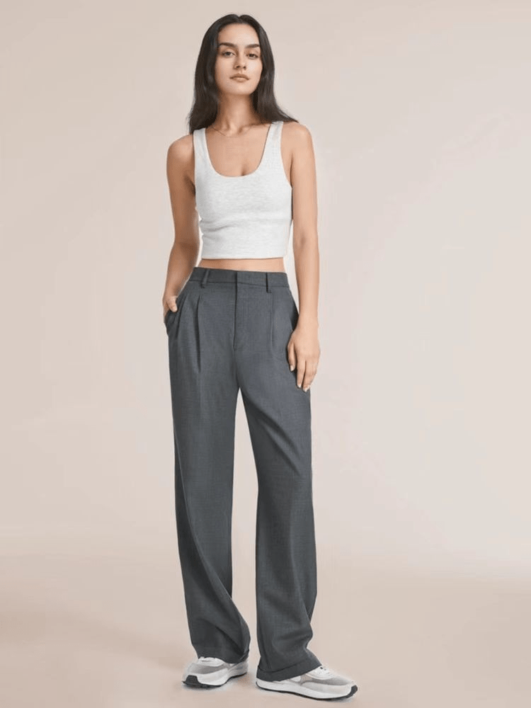 Wijde broek - Damesbroek met hoge taille en wijde pijpen voor kleine vrouwen-Boetiek Moda