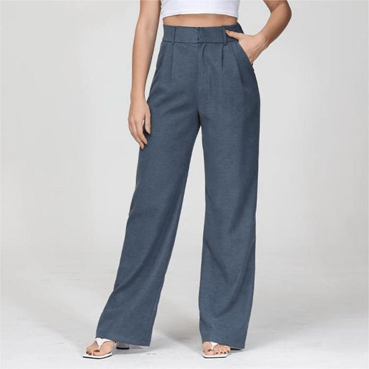 Wijde broek - Damesbroek met hoge taille en wijde pijpen voor kleine vrouwen-Boetiek Moda