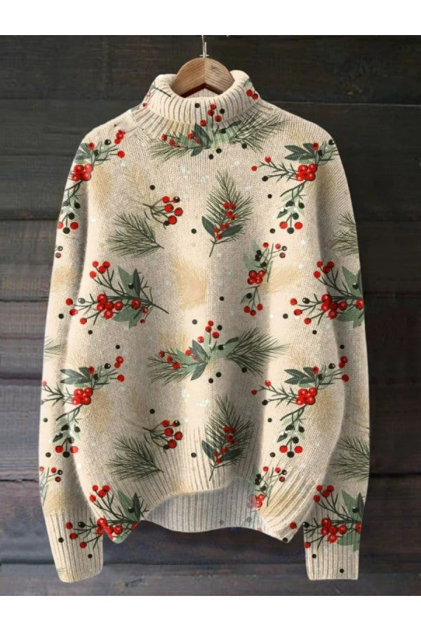 Winter Kerst Vintage Schattige Kunstprint Gebreide Pullover Trui-Boetiek Moda