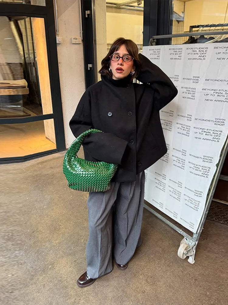 Winter Trench Coat | Kort | Oversized | Wollen Trench Coat | Vrouwenjas-Boetiek Moda