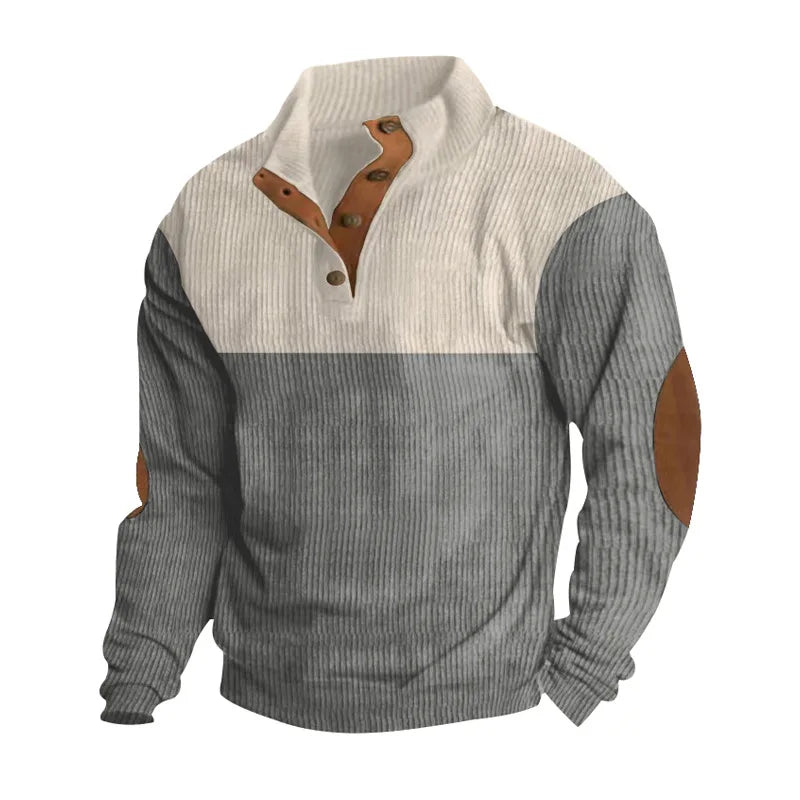 Winter Trui - Elleboogstukken - Knoopsluiting - Trui - Herenkleding-Boetiek Moda