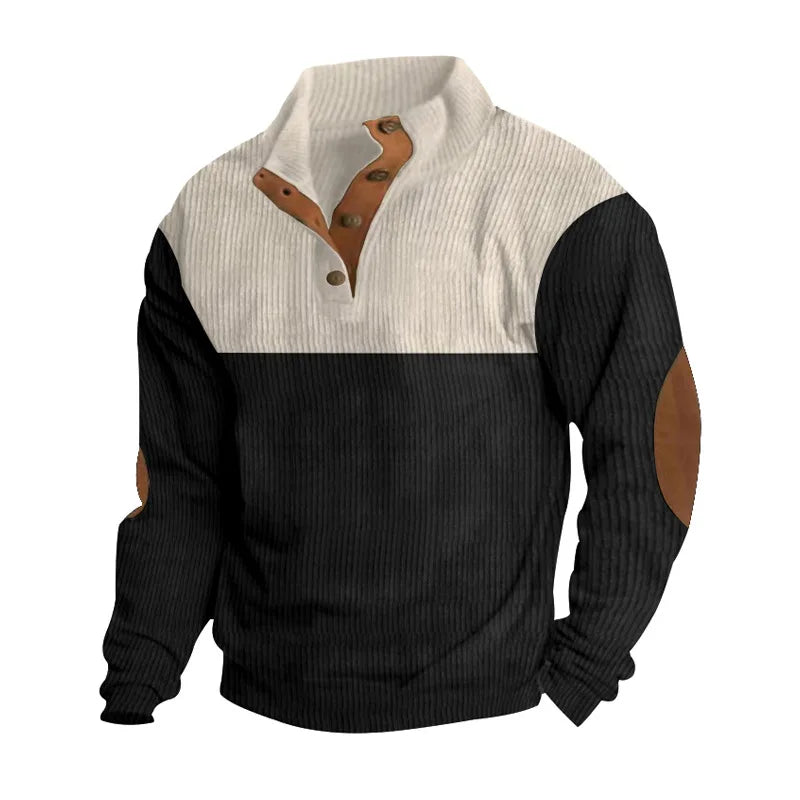 Winter Trui - Elleboogstukken - Knoopsluiting - Trui - Herenkleding-Boetiek Moda