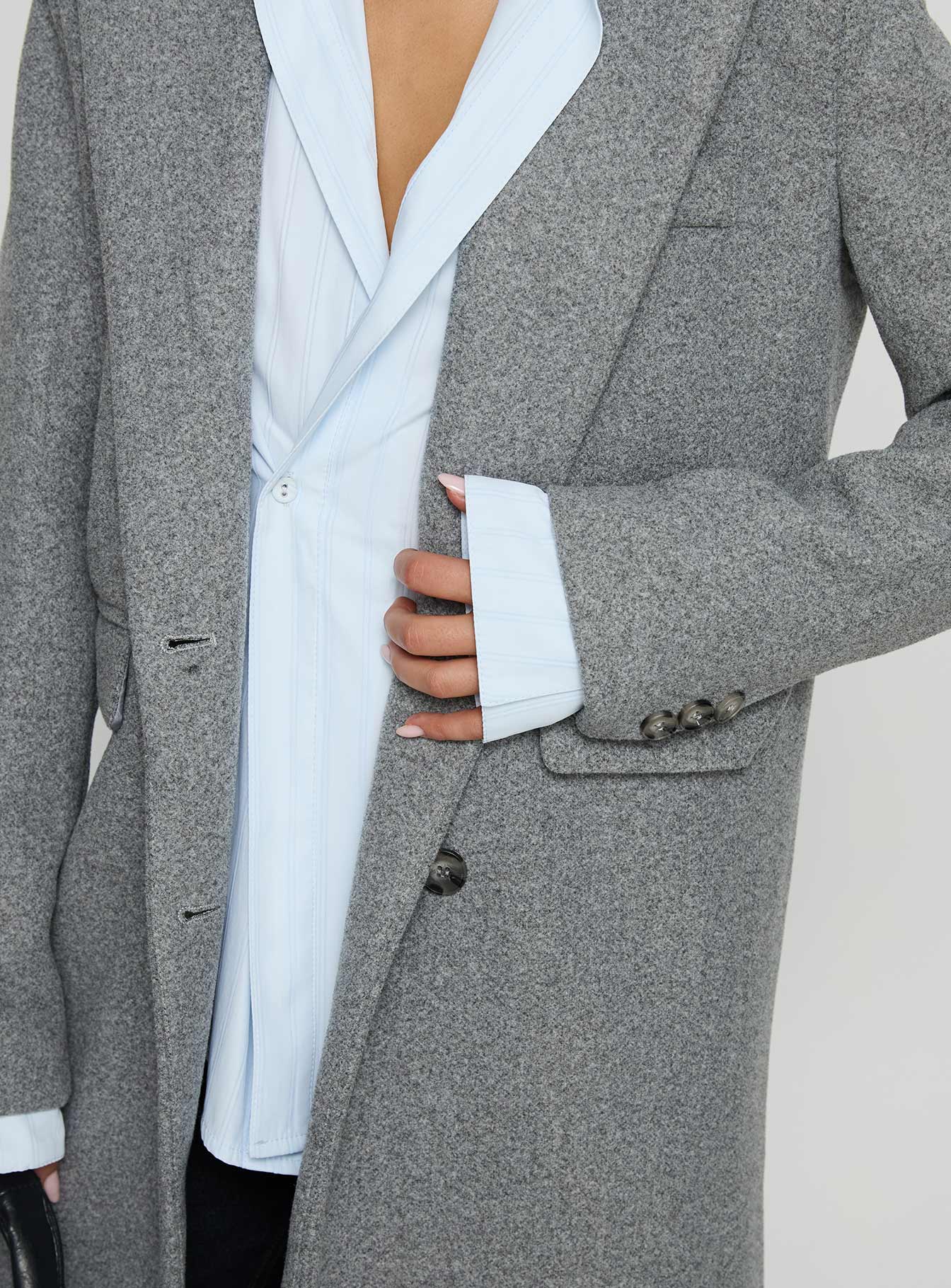 Winter trenchcoat - Lichtgrijs - Enkelrijks - Lange jas - Damesjas-Boetiek Moda