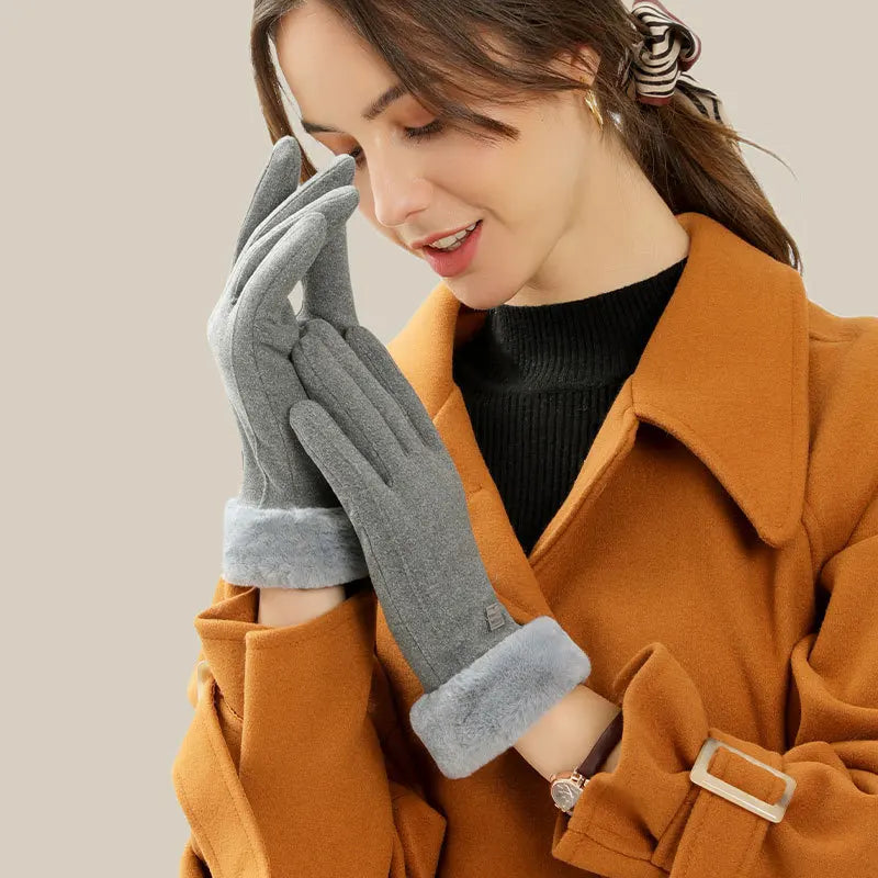 Winterhandschoenen - Stijlvolle, Warme, met bont Gevoerde Dameshandschoenen-Boetiek Moda