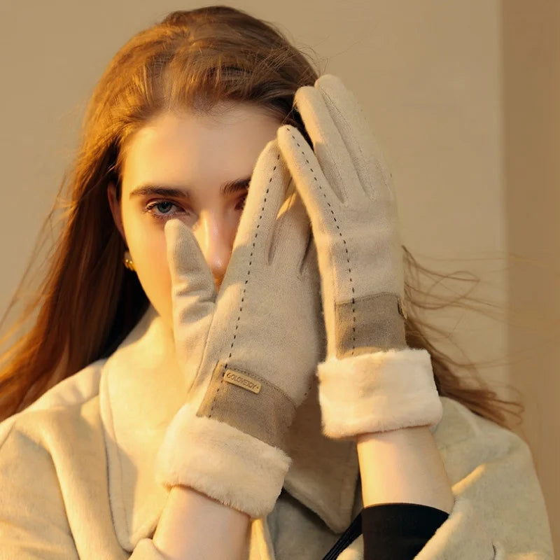 Winterhandschoenen - Stijlvolle, Warme, met bont Gevoerde Dameshandschoenen-Boetiek Moda