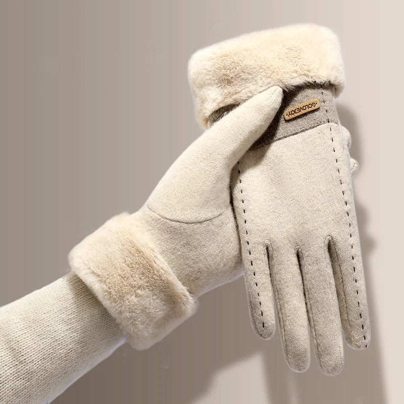 Winterhandschoenen - Stijlvolle, Warme, met bont Gevoerde Dameshandschoenen-Boetiek Moda