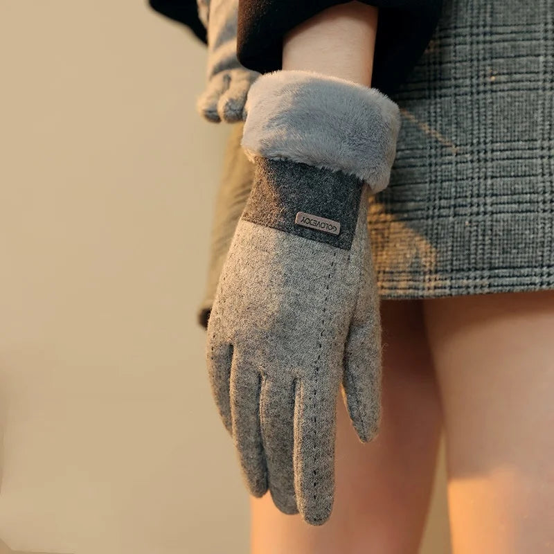 Winterhandschoenen - Stijlvolle, Warme, met bont Gevoerde Dameshandschoenen-Boetiek Moda