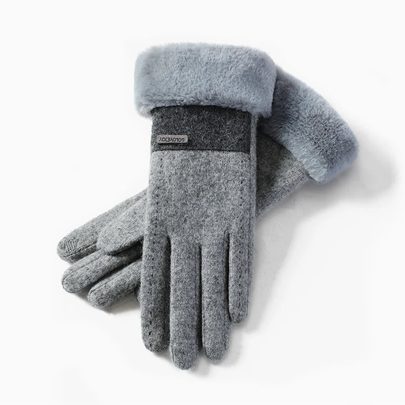 Winterhandschoenen - Stijlvolle, Warme, met bont Gevoerde Dameshandschoenen-Boetiek Moda
