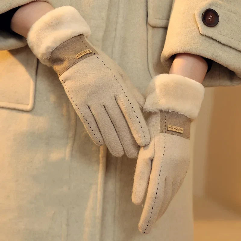 Winterhandschoenen - Stijlvolle, Warme, met bont Gevoerde Dameshandschoenen-Boetiek Moda