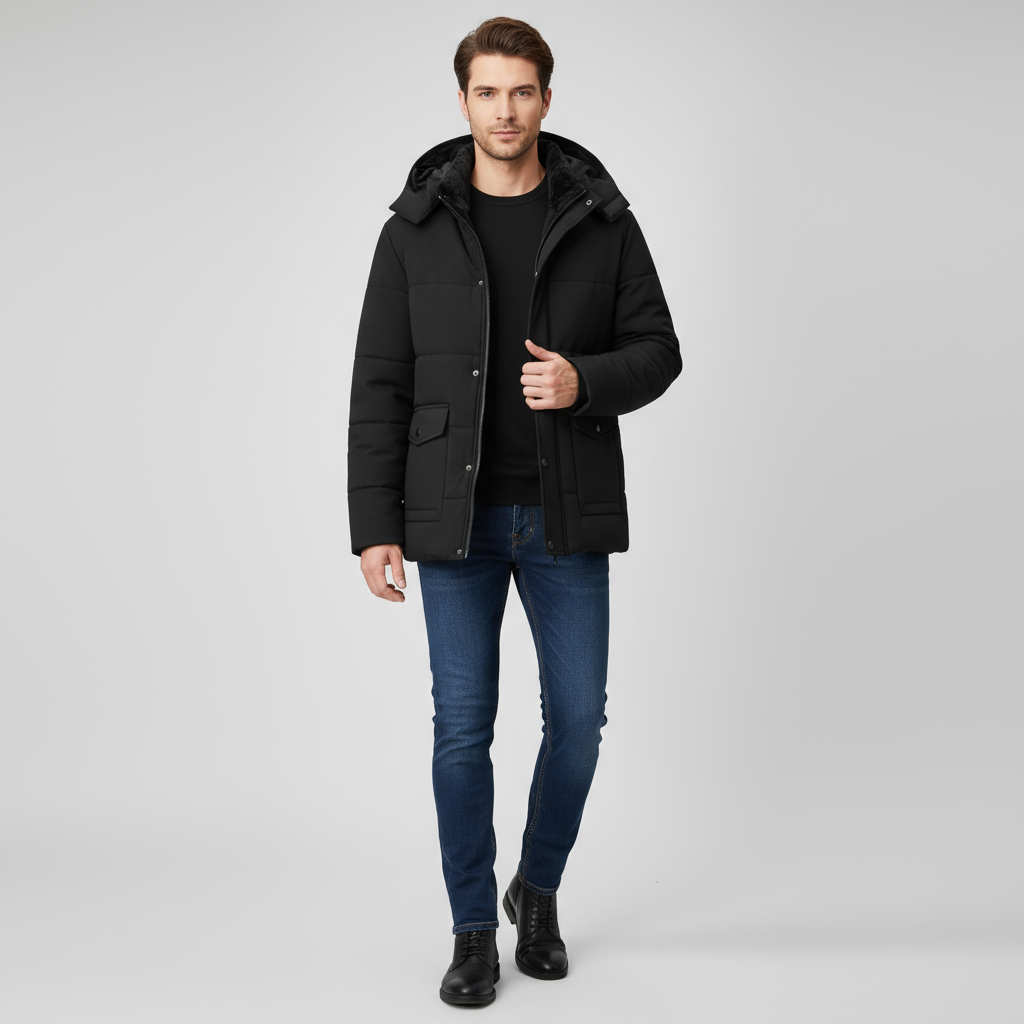 Winterjas - Gewatteerde winterparka met capuchon voor heren-Boetiek Moda