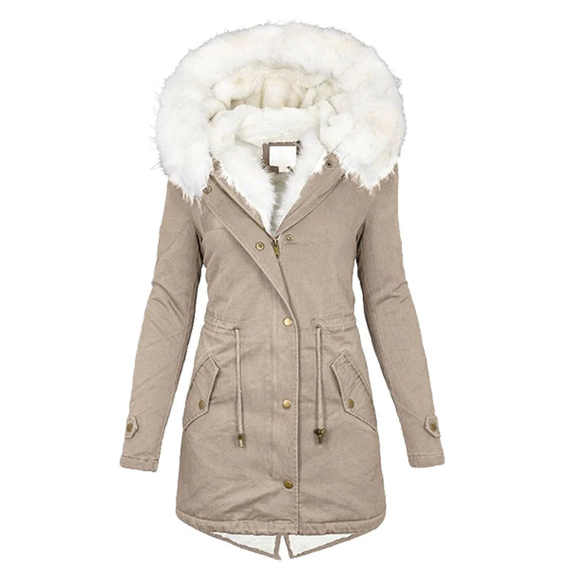 Winterjas - Warme bontgevoerde winterparka voor dames met capuchon-Boetiek Moda