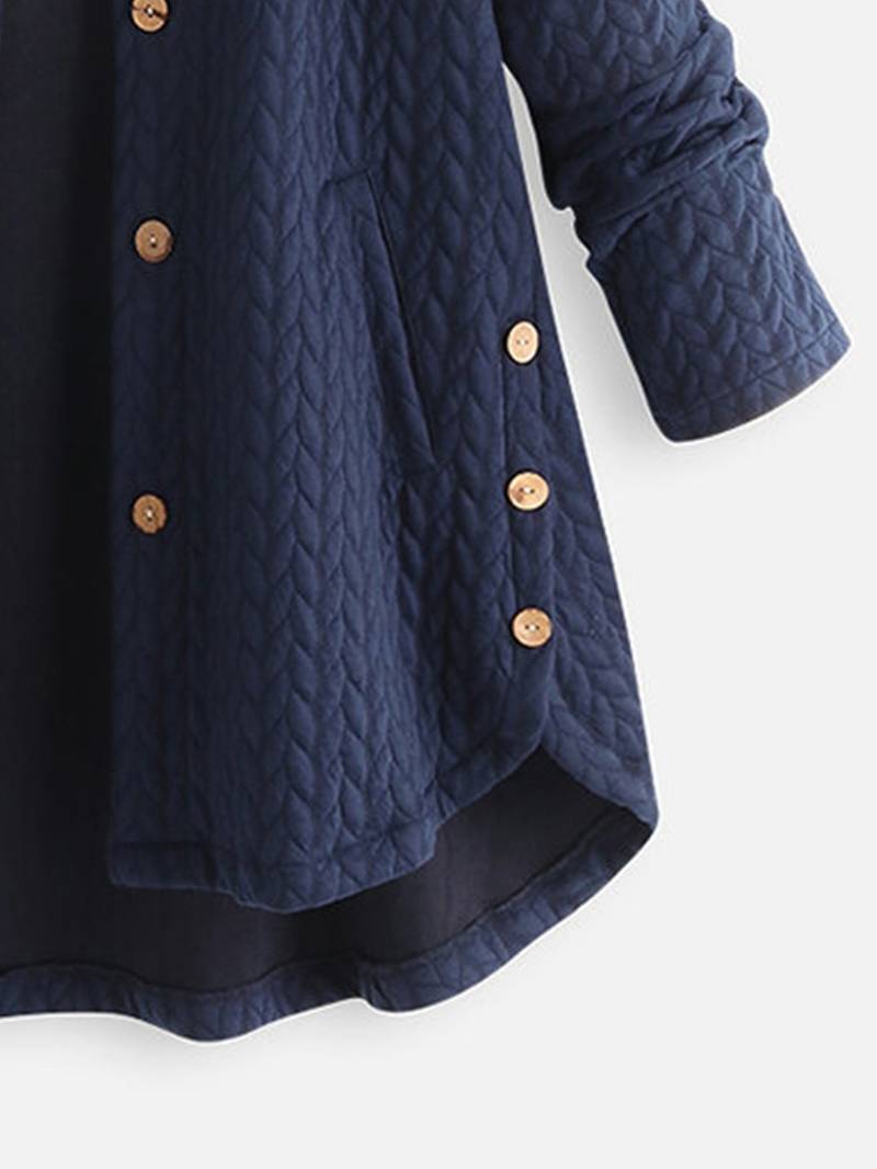 Winterjas met capuchon - Warme oversized winterjas met knoopsluiting voor dames-Boetiek Moda