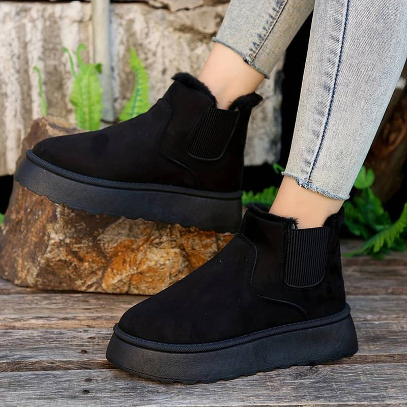 Winterlaarzen - Slip-On - Enkel - Laarzen met imitatiebont - Winterschoenen Dames-Boetiek Moda