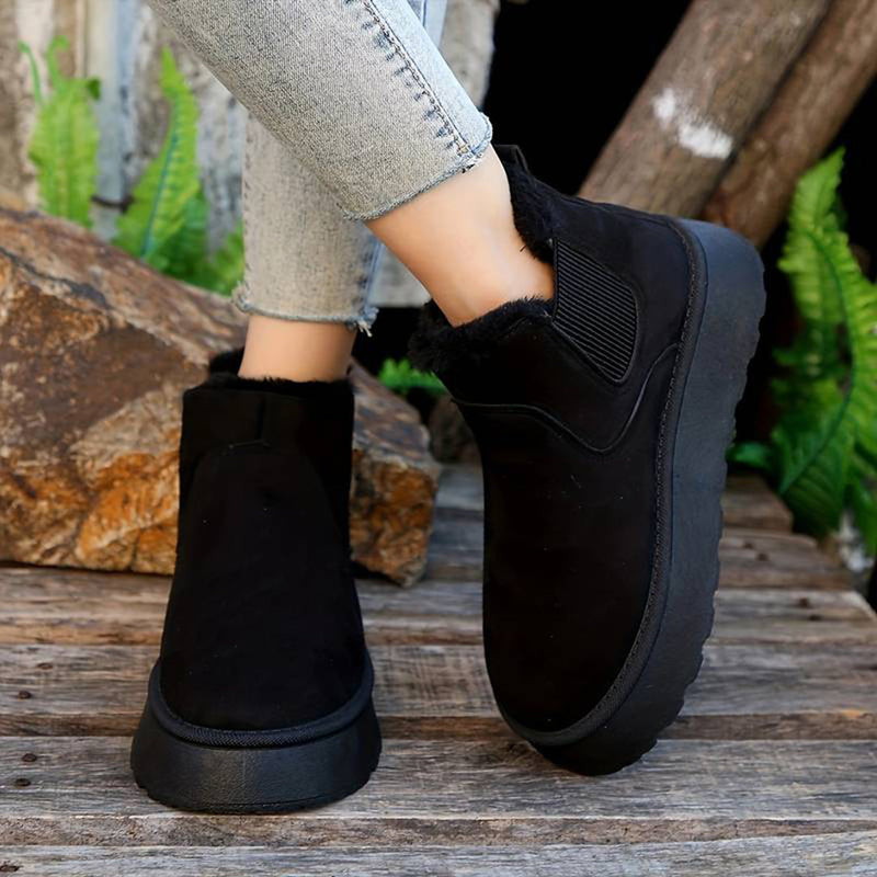 Winterlaarzen - Slip-On - Enkel - Laarzen met imitatiebont - Winterschoenen Dames-Boetiek Moda