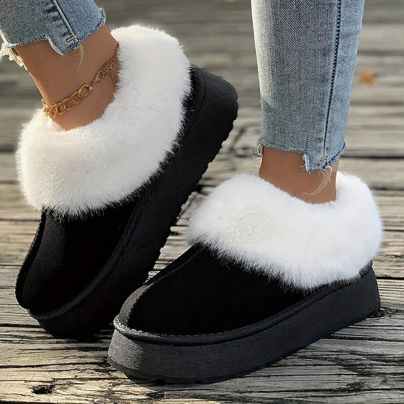 Winterlaarzen - Vrouwen Bont Slip-On Enkel Winterschoenen-Boetiek Moda