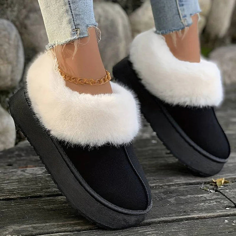 Winterlaarzen - Vrouwen Bont Slip-On Enkel Winterschoenen-Boetiek Moda