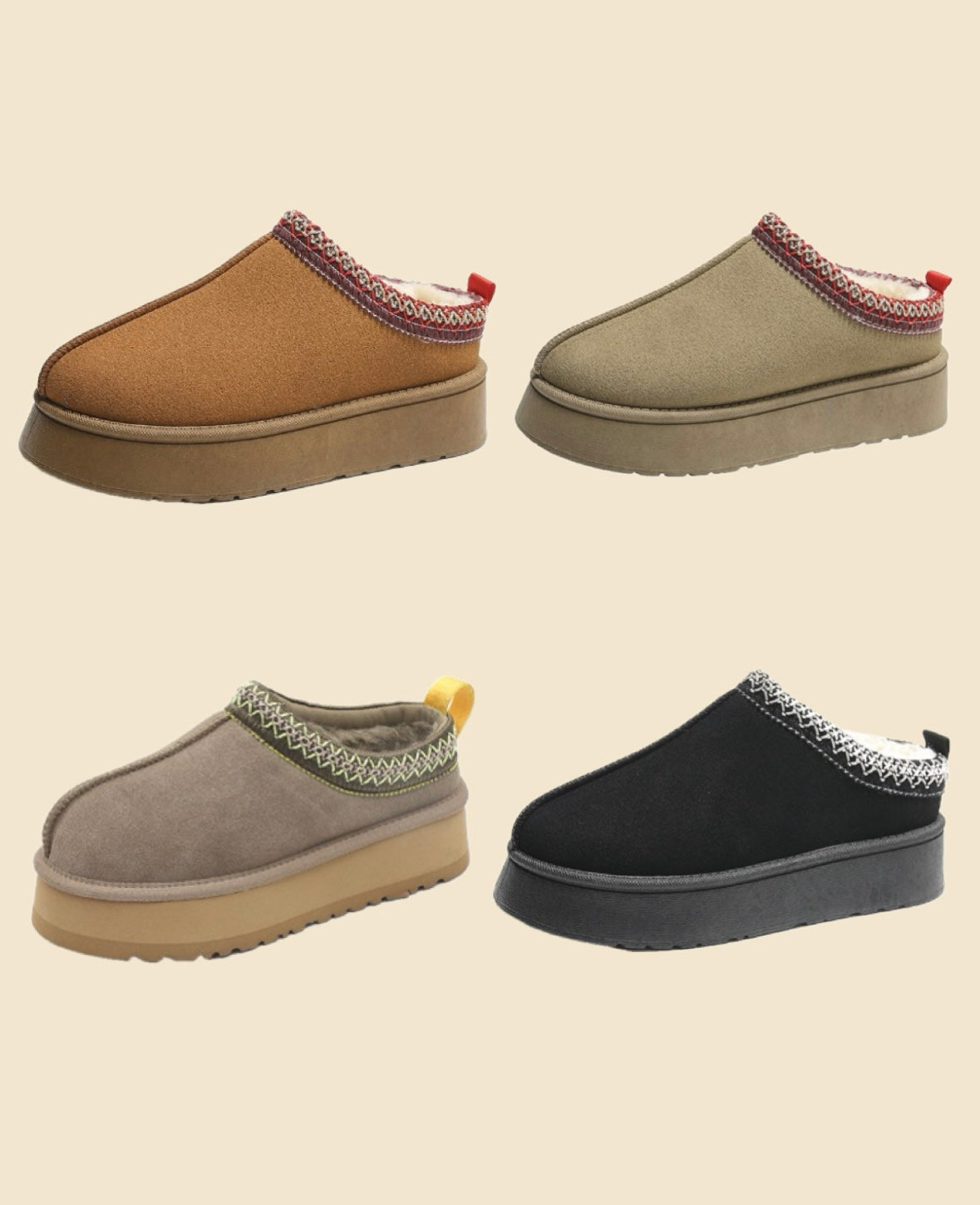 Winterse pantoffels | Warm | Bont gevoerd | Platform pantoffels | Damesschoenen-Boetiek Moda