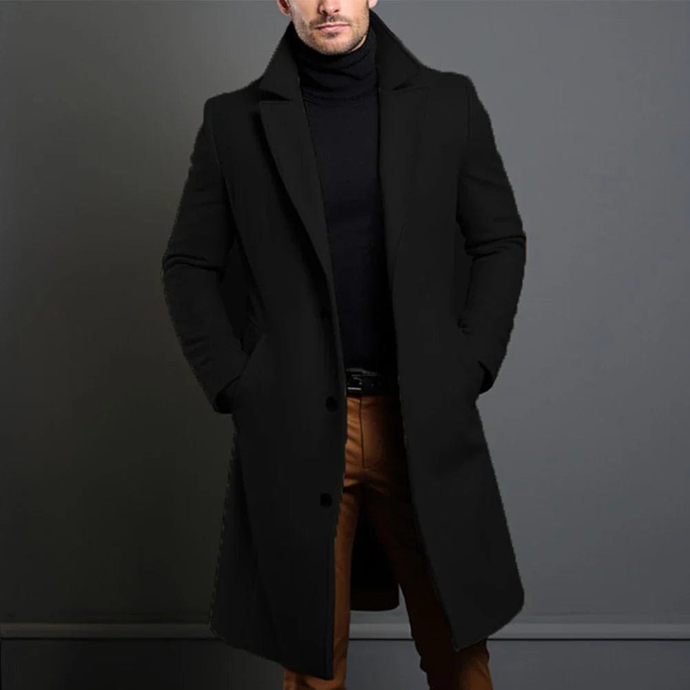 Wintertrenchcoat - Enkelrijige jas van wolmix voor heren-Boetiek Moda