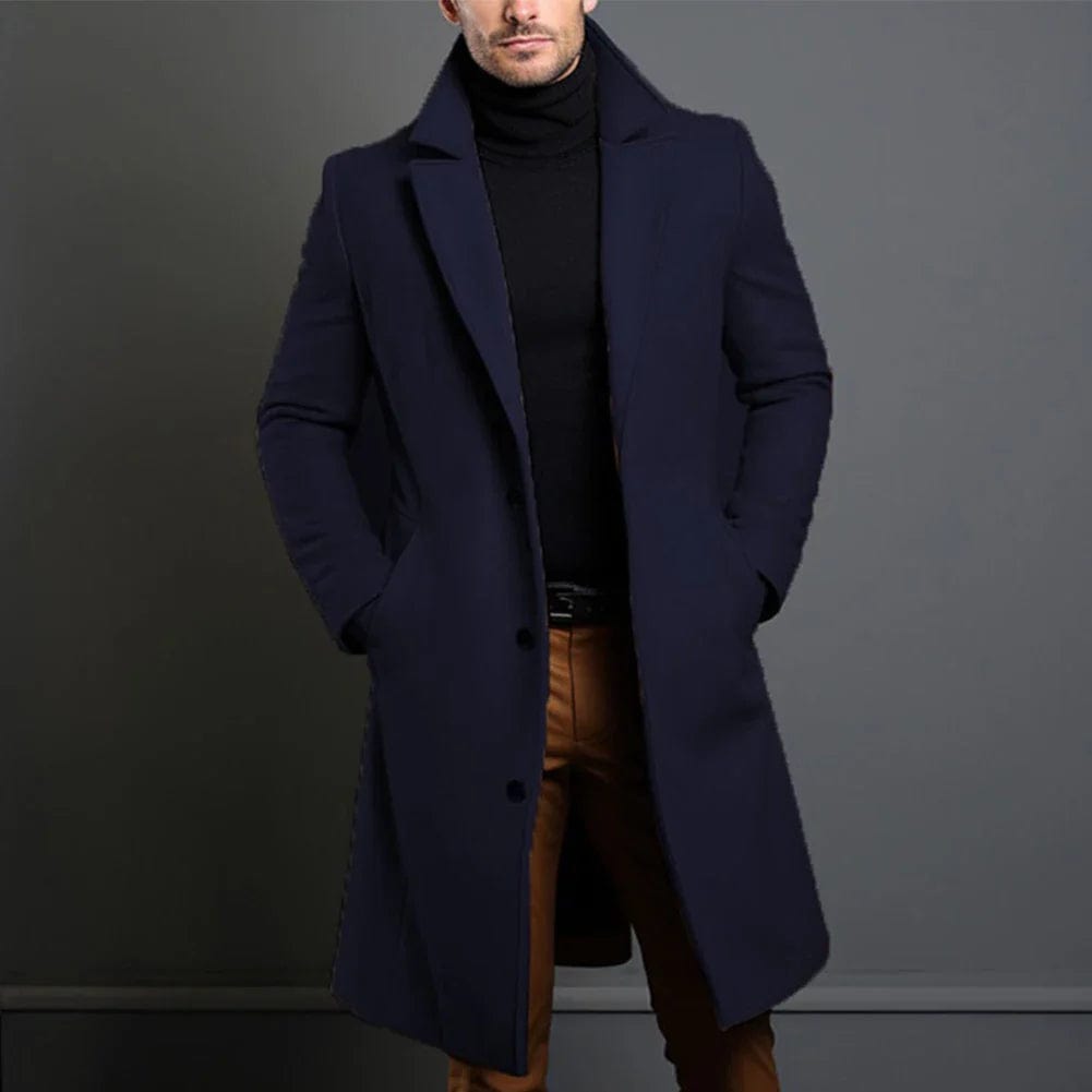 Wintertrenchcoat - Enkelrijige jas van wolmix voor heren-Boetiek Moda