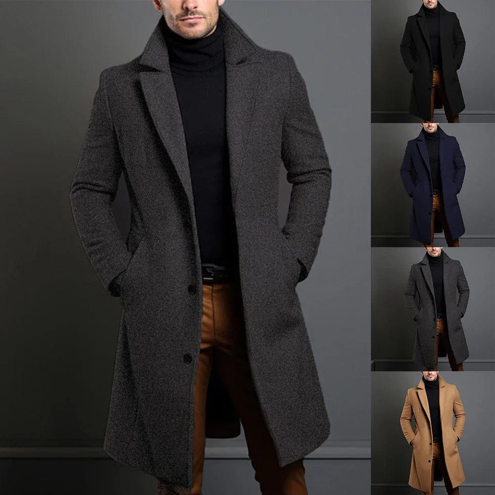 Wintertrenchcoat - Enkelrijige jas van wolmix voor heren-Boetiek Moda