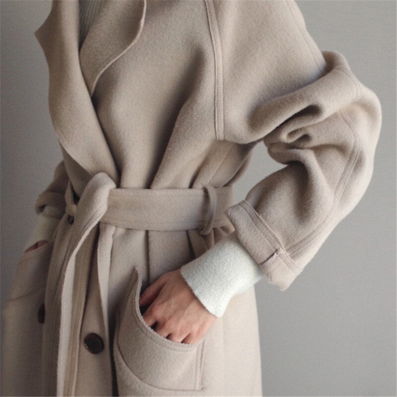 Wintertrenchcoat - Lange oversized wollen overjas voor dames-Boetiek Moda