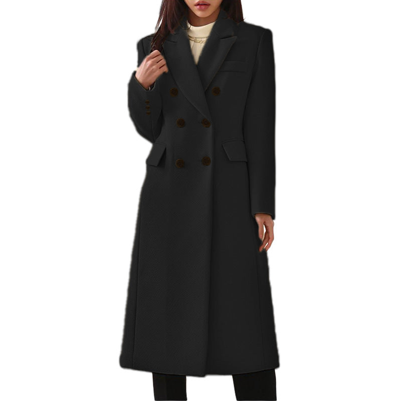Wintertrenchcoat - Lange trenchcoat met dubbele knoopsluiting voor dames-Boetiek Moda