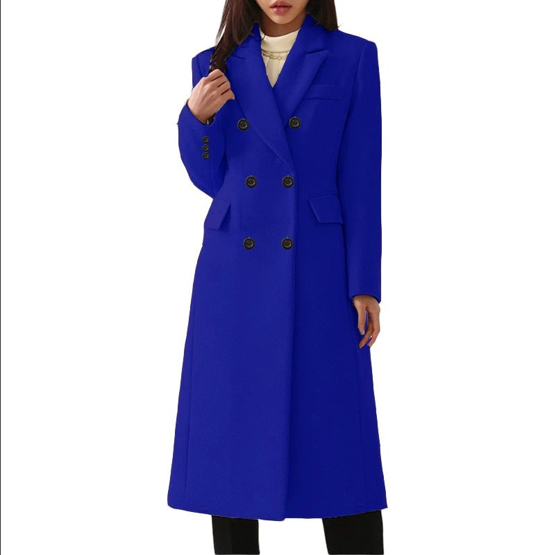 Wintertrenchcoat - Lange trenchcoat met dubbele knoopsluiting voor dames-Boetiek Moda