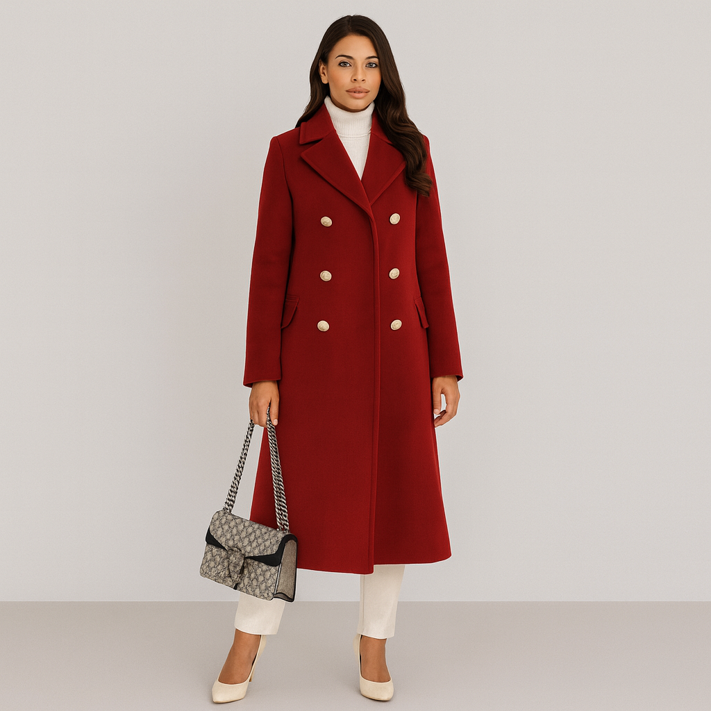 Wollen Coat - Dames Lange Double Breasted Winter Trench Coat-Boetiek Moda