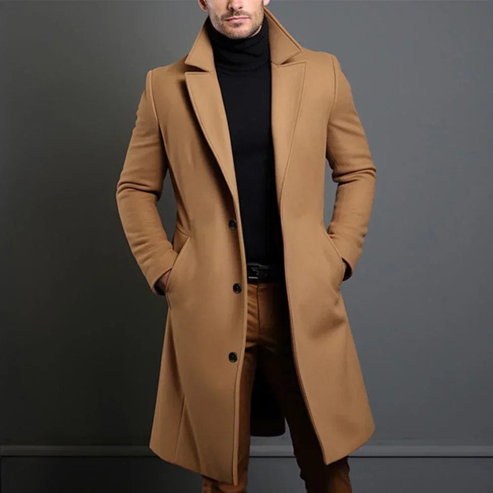 Wollen Jas - Enkelrijige wintertrenchcoat voor heren-Boetiek Moda