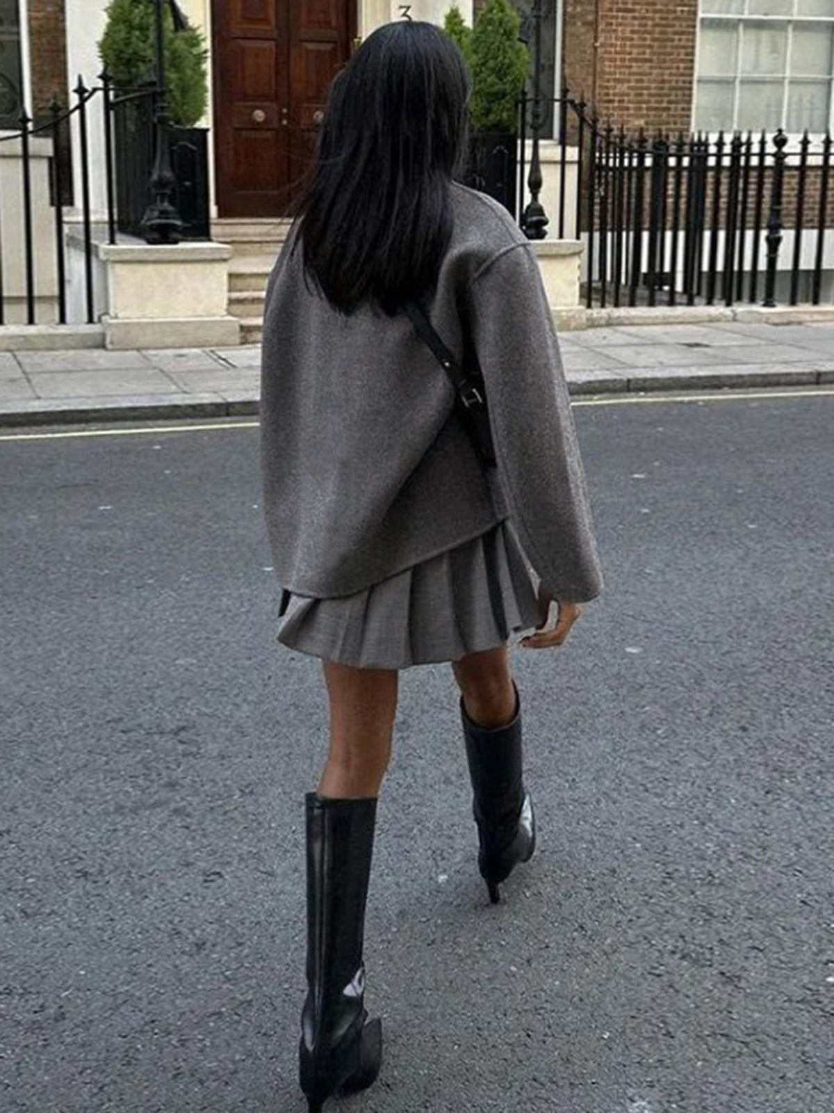 Wollen jas | Double Breasted | Oversized | Korte wollen trenchcoat | Vrouwenjas-Boetiek Moda