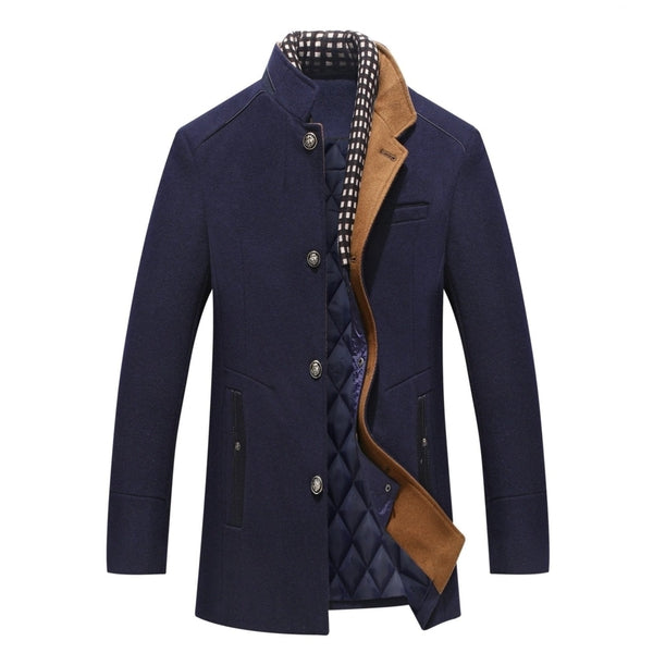 Wollen jas | Single Breasted | Gewatteerde voering | Wollen Trenchcoat | Heren Winterjas-Boetiek Moda