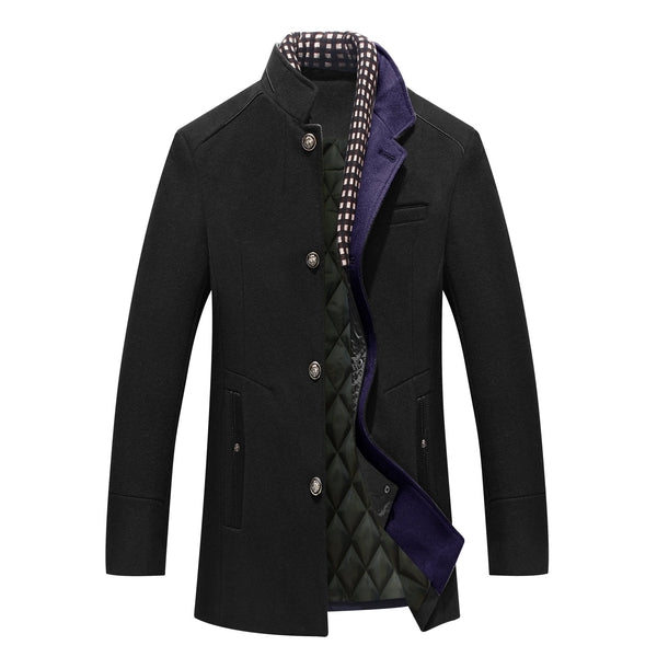 Wollen jas | Single Breasted | Gewatteerde voering | Wollen Trenchcoat | Heren Winterjas-Boetiek Moda