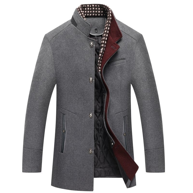 Wollen jas | Single Breasted | Gewatteerde voering | Wollen Trenchcoat | Heren Winterjas-Boetiek Moda