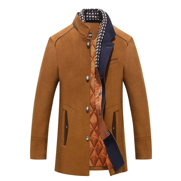Wollen jas | Single Breasted | Gewatteerde voering | Wollen Trenchcoat | Heren Winterjas-Boetiek Moda