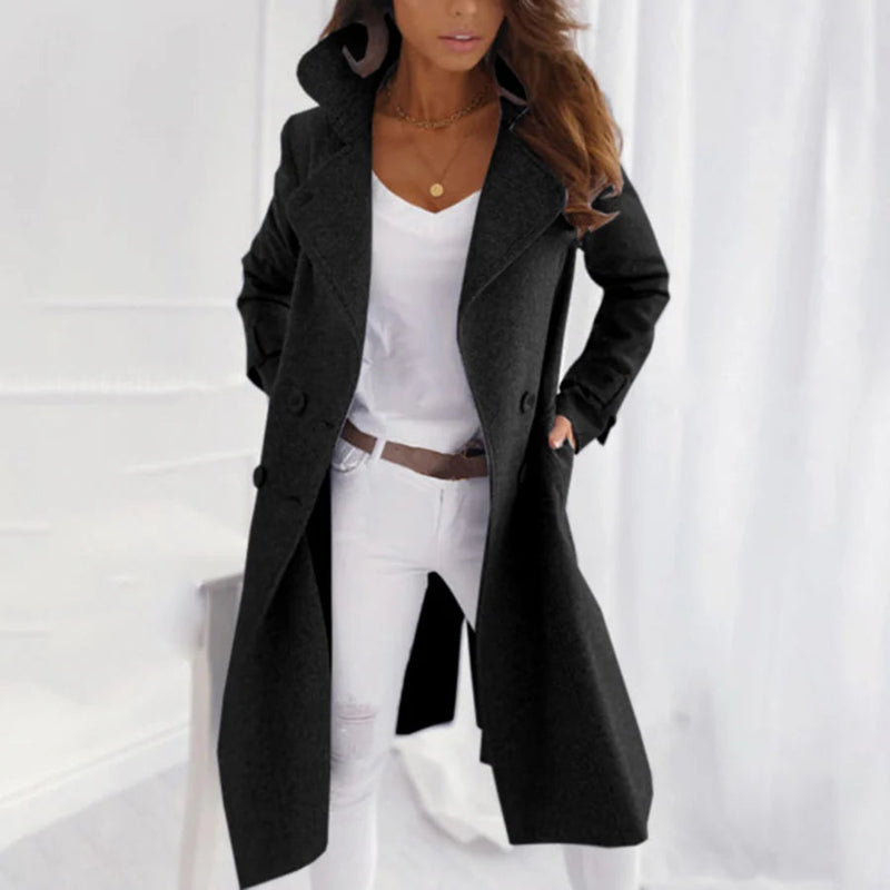 Wollen mantel - Double Breasted - Lang - Wollen Trench Coat - Winterjassen en jacks voor dames-Boetiek Moda