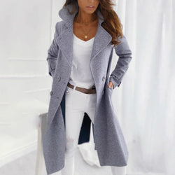 Wollen mantel - Double Breasted - Lang - Wollen Trench Coat - Winterjassen en jacks voor dames-Boetiek Moda