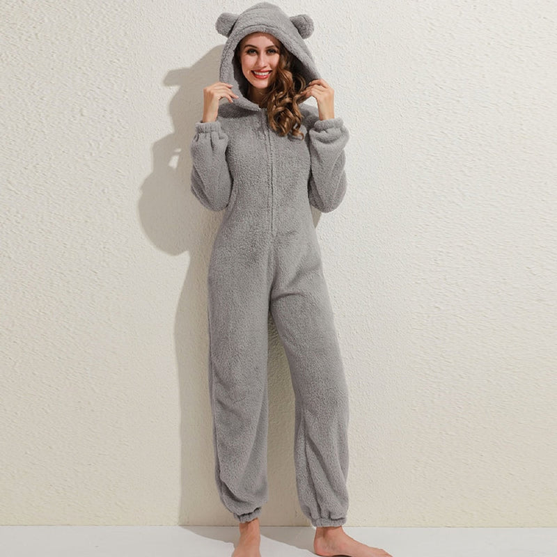 Wollen rompers met capuchon | Zip-Up | Onsies voor Adults | Loungewear-Boetiek Moda