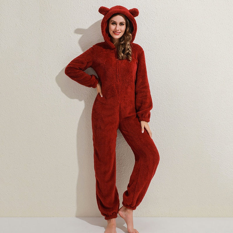 Wollen rompers met capuchon | Zip-Up | Onsies voor Adults | Loungewear-Boetiek Moda