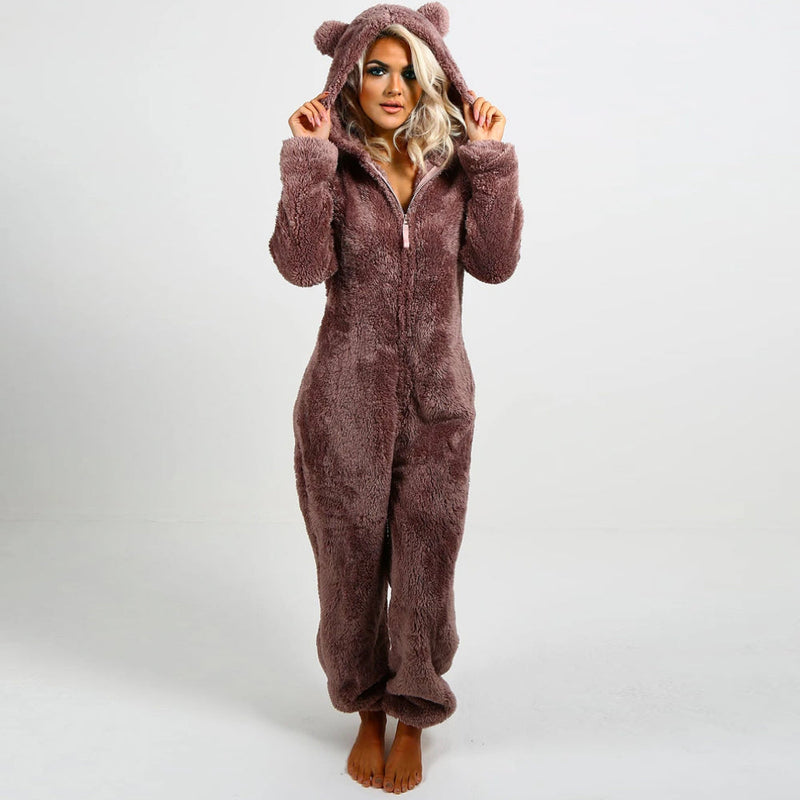 Wollen rompers met capuchon | Zip-Up | Onsies voor Adults | Loungewear-Boetiek Moda